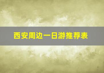 西安周边一日游推荐表