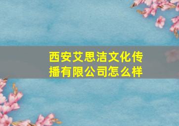 西安艾思洁文化传播有限公司怎么样