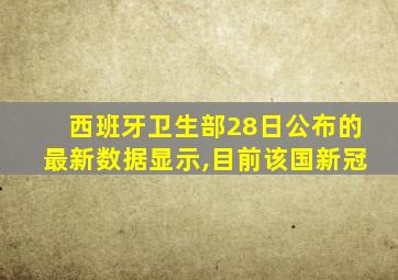 西班牙卫生部28日公布的最新数据显示,目前该国新冠