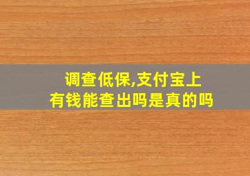 调查低保,支付宝上有钱能查出吗是真的吗