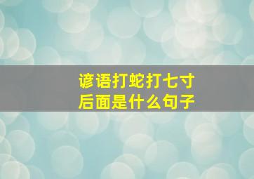 谚语打蛇打七寸后面是什么句子