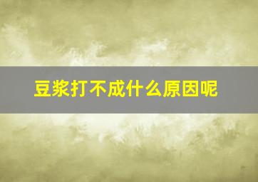 豆浆打不成什么原因呢