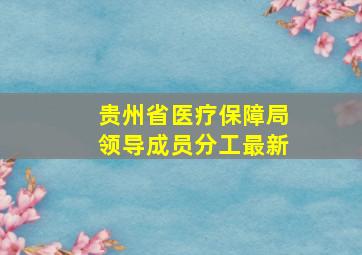 贵州省医疗保障局领导成员分工最新