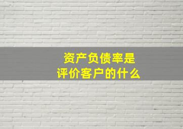 资产负债率是评价客户的什么