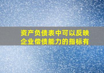 资产负债表中可以反映企业偿债能力的指标有