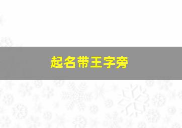 起名带王字旁