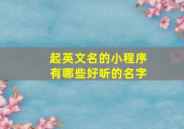 起英文名的小程序有哪些好听的名字