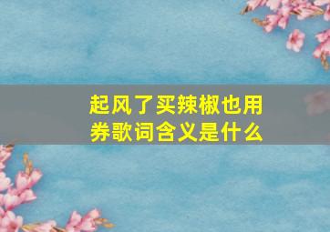 起风了买辣椒也用券歌词含义是什么