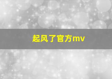 起风了官方mv