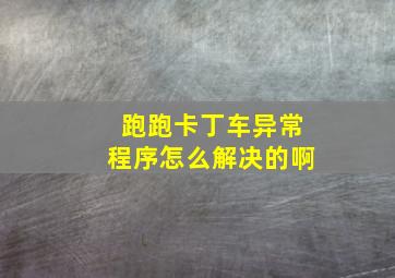 跑跑卡丁车异常程序怎么解决的啊