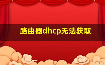 路由器dhcp无法获取