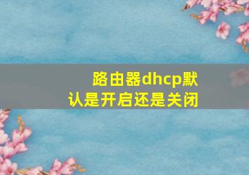 路由器dhcp默认是开启还是关闭