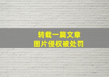 转载一篇文章图片侵权被处罚