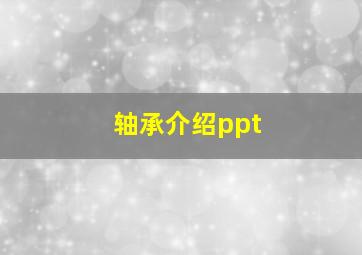 轴承介绍ppt