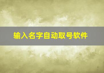 输入名字自动取号软件