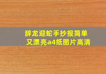 辞龙迎蛇手抄报简单又漂亮a4纸图片高清