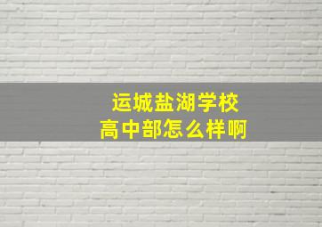 运城盐湖学校高中部怎么样啊