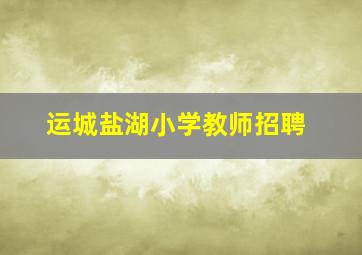 运城盐湖小学教师招聘