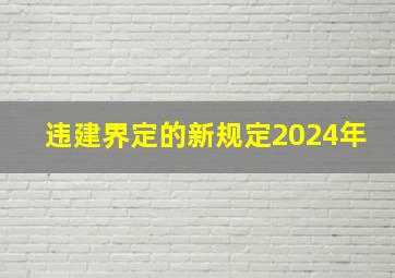 违建界定的新规定2024年