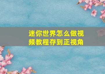 迷你世界怎么做视频教程存到正视角