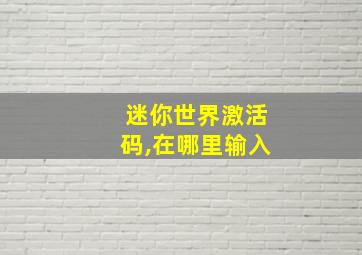 迷你世界激活码,在哪里输入