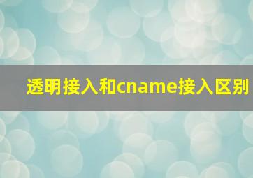 透明接入和cname接入区别