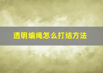 透明编绳怎么打结方法