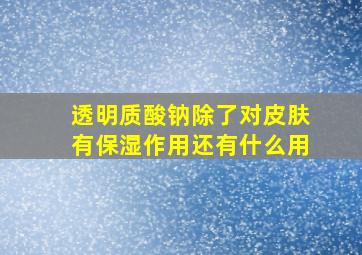 透明质酸钠除了对皮肤有保湿作用还有什么用