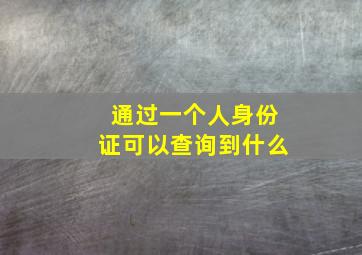 通过一个人身份证可以查询到什么