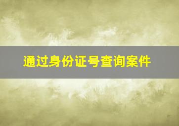 通过身份证号查询案件