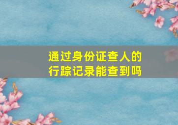 通过身份证查人的行踪记录能查到吗