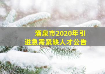 酒泉市2020年引进急需紧缺人才公告