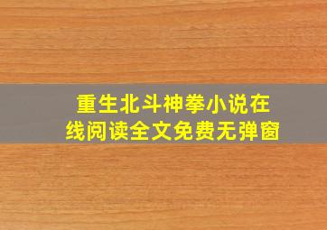 重生北斗神拳小说在线阅读全文免费无弹窗