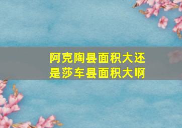 阿克陶县面积大还是莎车县面积大啊