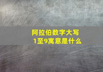 阿拉伯数字大写1至9寓意是什么