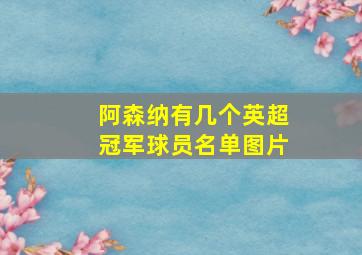 阿森纳有几个英超冠军球员名单图片