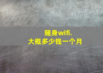 随身wifi.大概多少钱一个月