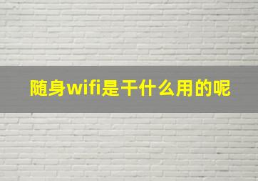 随身wifi是干什么用的呢