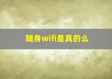 随身wifi是真的么