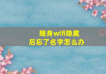 随身wifi隐藏后忘了名字怎么办