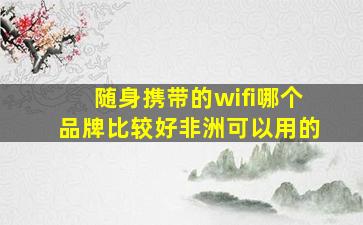 随身携带的wifi哪个品牌比较好非洲可以用的