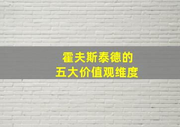 霍夫斯泰德的五大价值观维度