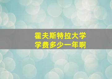 霍夫斯特拉大学学费多少一年啊