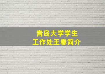 青岛大学学生工作处王春简介