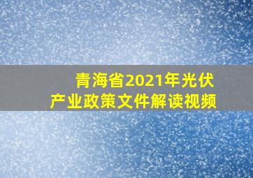 青海省2021年光伏产业政策文件解读视频