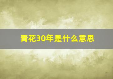 青花30年是什么意思