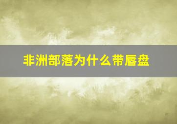 非洲部落为什么带唇盘