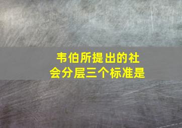 韦伯所提出的社会分层三个标准是