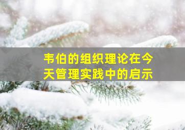 韦伯的组织理论在今天管理实践中的启示