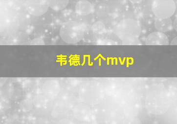 韦德几个mvp